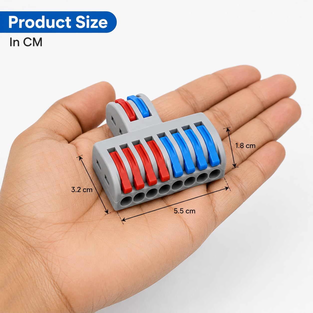 2 in 8 Out Lever Wire Connector with 10mm Strip Gauge, Reusable Electrical Wire , 2 IN 8 OUT , 5 - Image 2