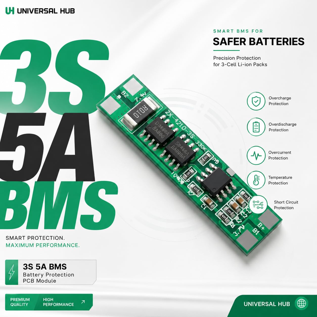 Universal Hub Pack of 10 3S 5A 18650 Li-ion Battery Charger BMS Module - Image 2