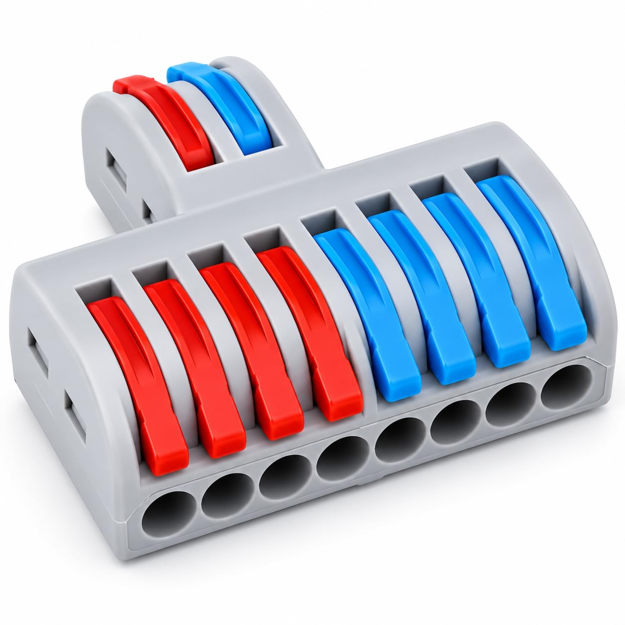 2 in 8 Out Lever Wire Connector with 10mm Strip Gauge, Reusable Electrical Wire , 2 IN 8 OUT , 5