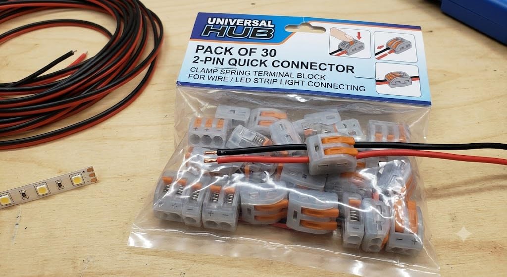UNIVERSAL HUB Pack of 30 2PIN Cable Connector, Clamp Spring Connector Terminal Block FOR Wire LED Strip Light Wire Connecting - Image 3