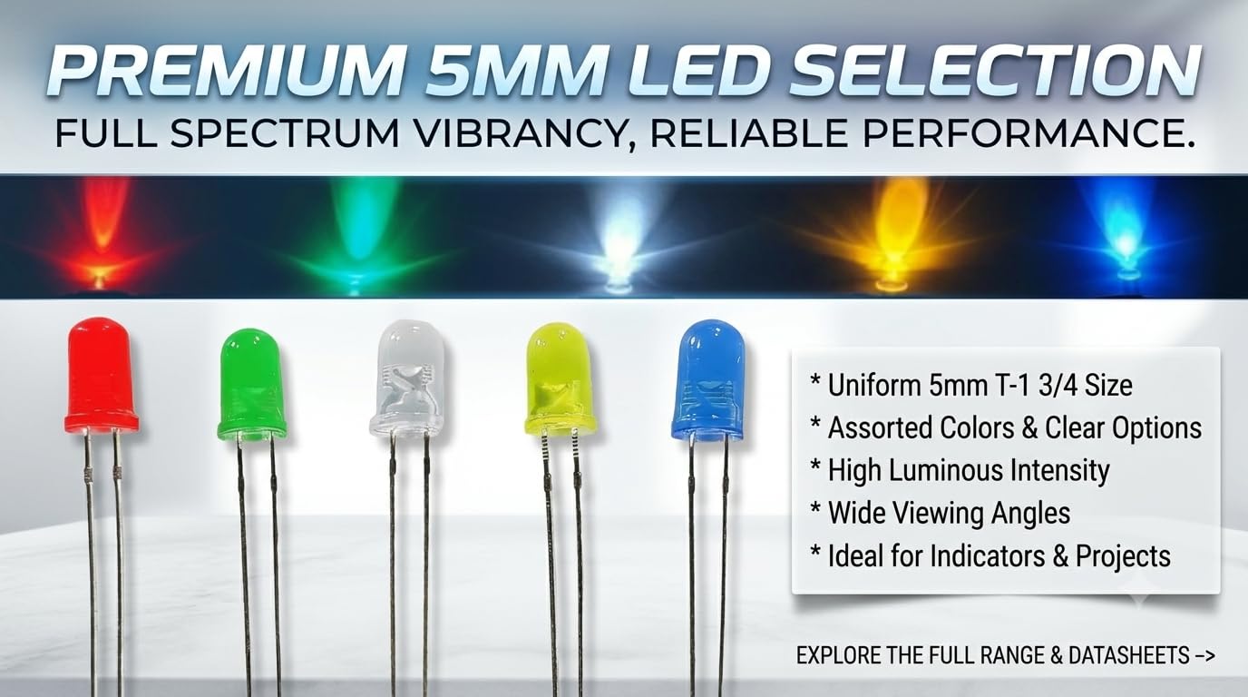 UNIVERSAL HUB 5mm Leds Combo of 100 Multicolour Led (Red,Blue,White,Green,Yellow) 20Pcs Each Color Input 1.5V Led Bulb - Image 7