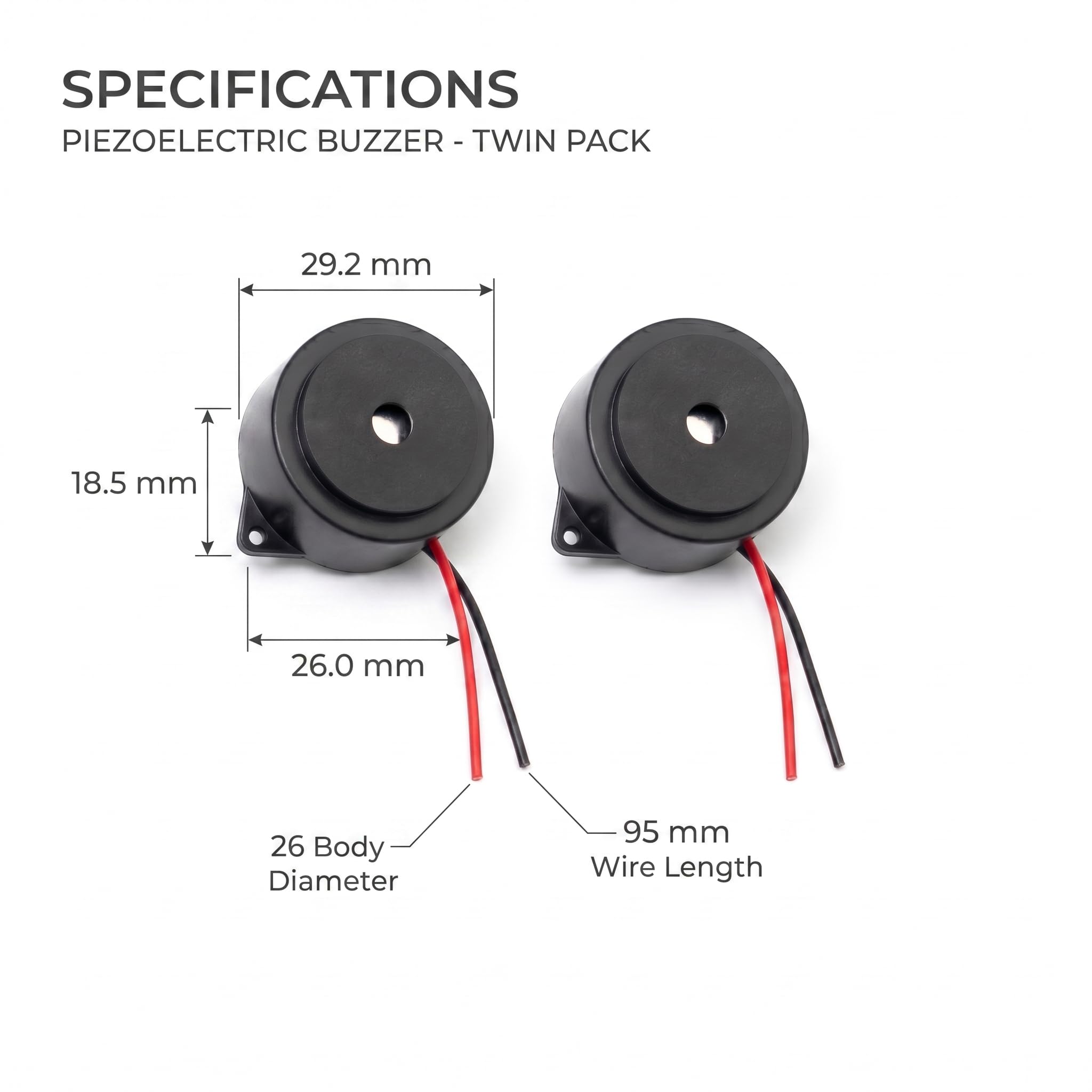 Universal Hub 5PIECES Big Buzzer 3-12 Volt DC with Wire Small Enclosed 95DB for Alarm Project - Image 2