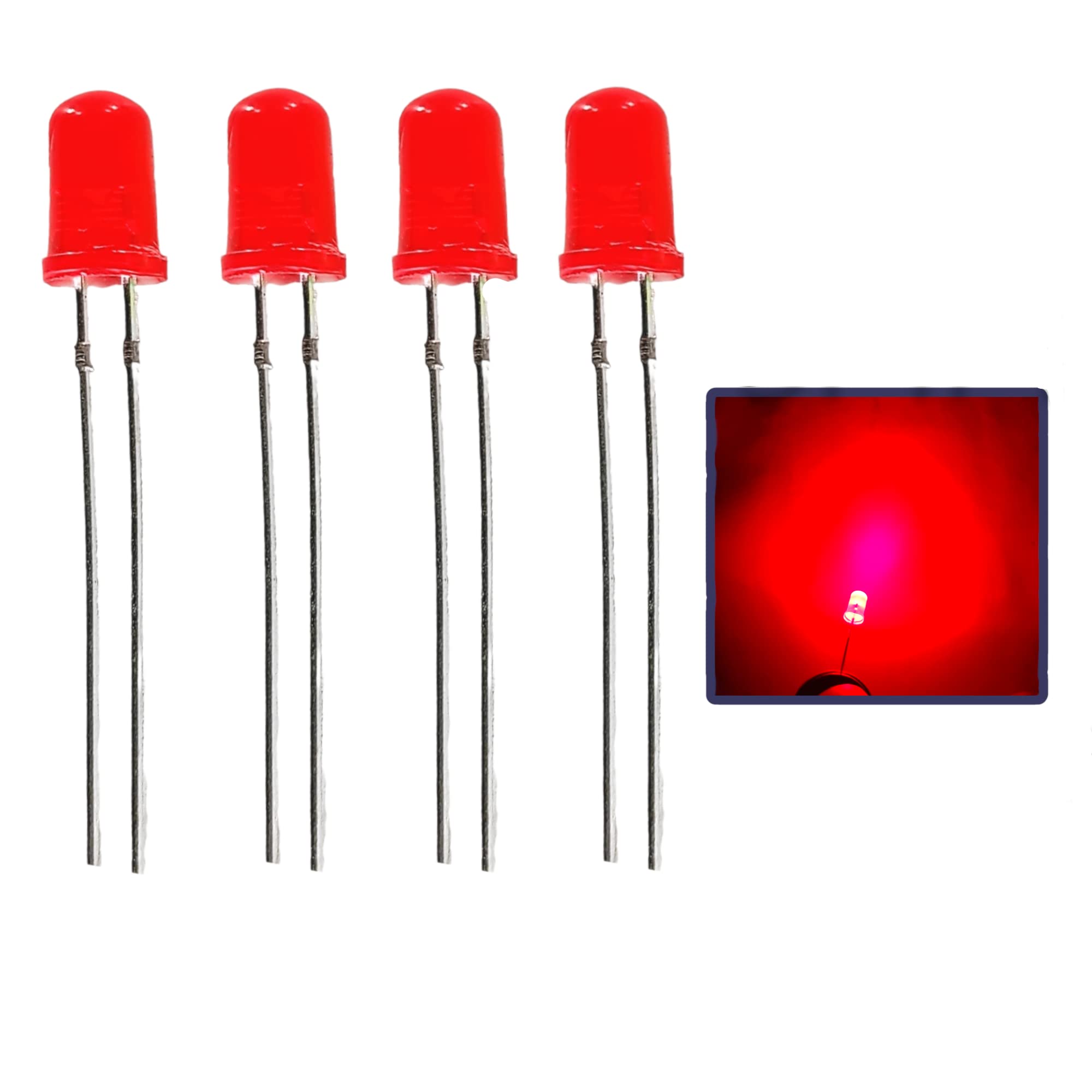 UNIVERSAL HUB 5mm multicolor Combo Of 50PCS LED LIGHT 10 Piece Each Color Red Green Blue Milky White Yellow Mini Bulb, flanged - Image 6