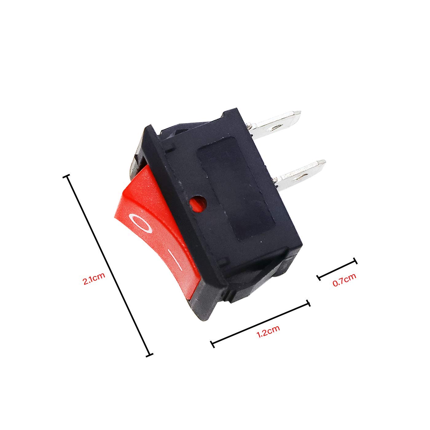 10 Pcs -Pack Mini Boat Rocker Switch, 2-Pin ON/OFF Snap-in Switch, Red Plastic Button, for Car, Marine, and DIY Electronics - Image 8