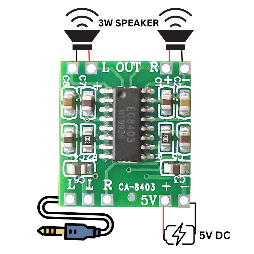 UNIVERSAL HUB PAM8403 Super Mini Digital Amplifier Board Set 2 * 3W Class D Digital 2.5V to 5V Power Amplifier Board kit (Pack of 1) - Image 3