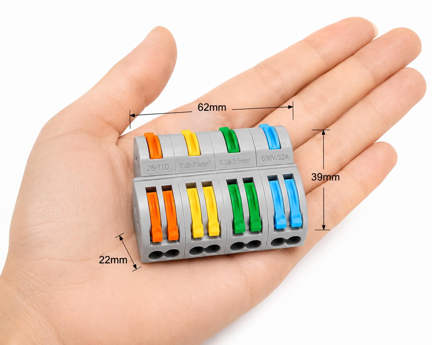 5Pcs 4 in 8 Out Push Lever Wire Connector, Universal Electrical Splicing - Image 2