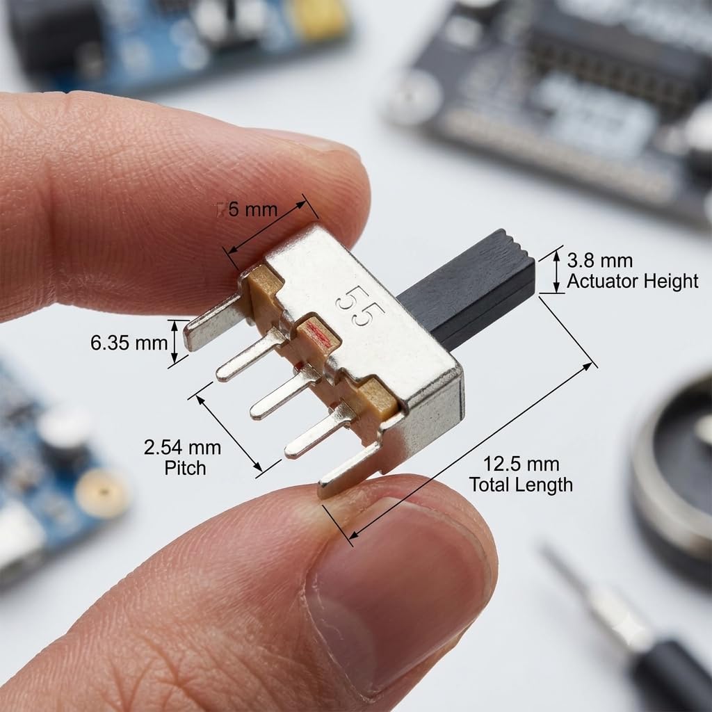 Universal Hub 5PCS Slide Switch 3 Pin 2 Way SPDT SS12D00G3, for DIY Electronics, Robotics & Science Projects - Image 3