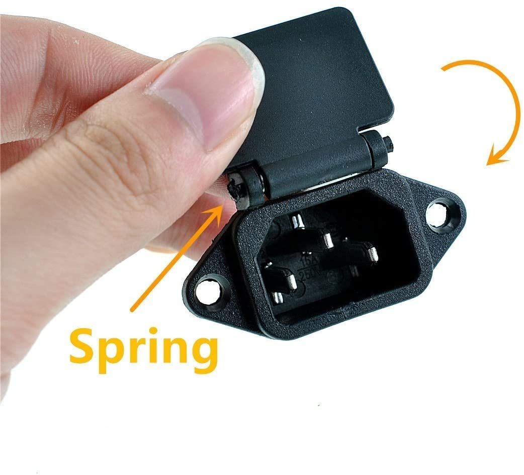 Universal Hub 5Pcs Heavy-Duty IEC C14 Panel Mount Power Inlet | 10A 250V AC, 3-Pin Male Socket with Spring Cover & Screw Mount - Image 3