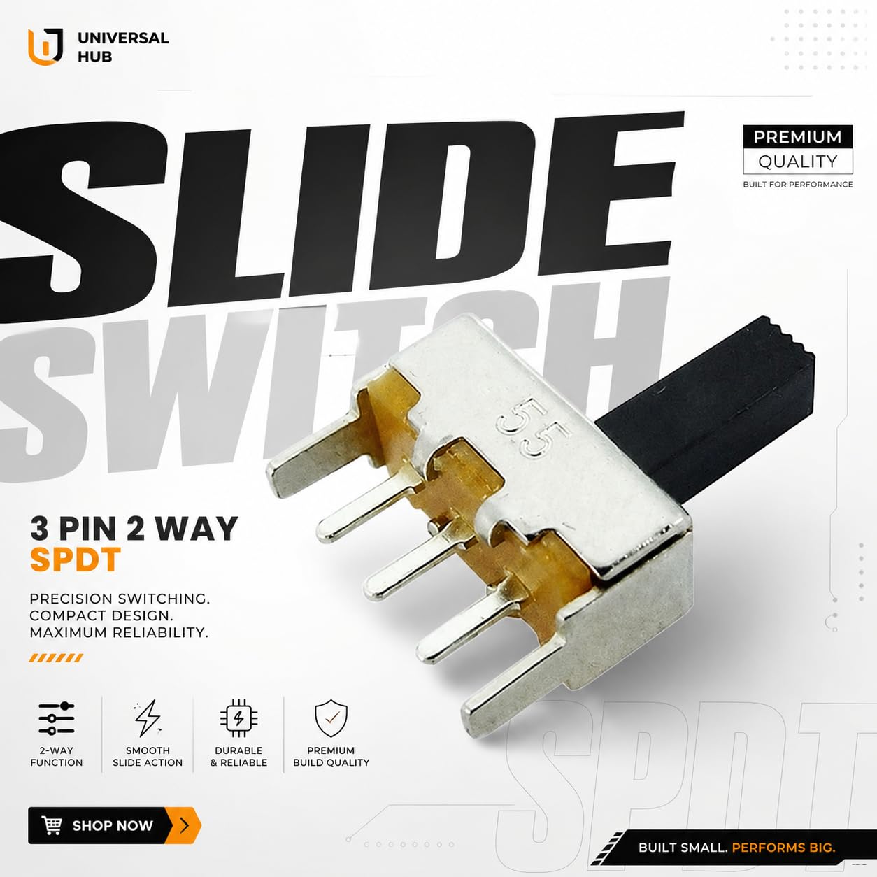 Universal Hub 5PCS Slide Switch 3 Pin 2 Way SPDT SS12D00G3, for DIY Electronics, Robotics & Science Projects - Image 2