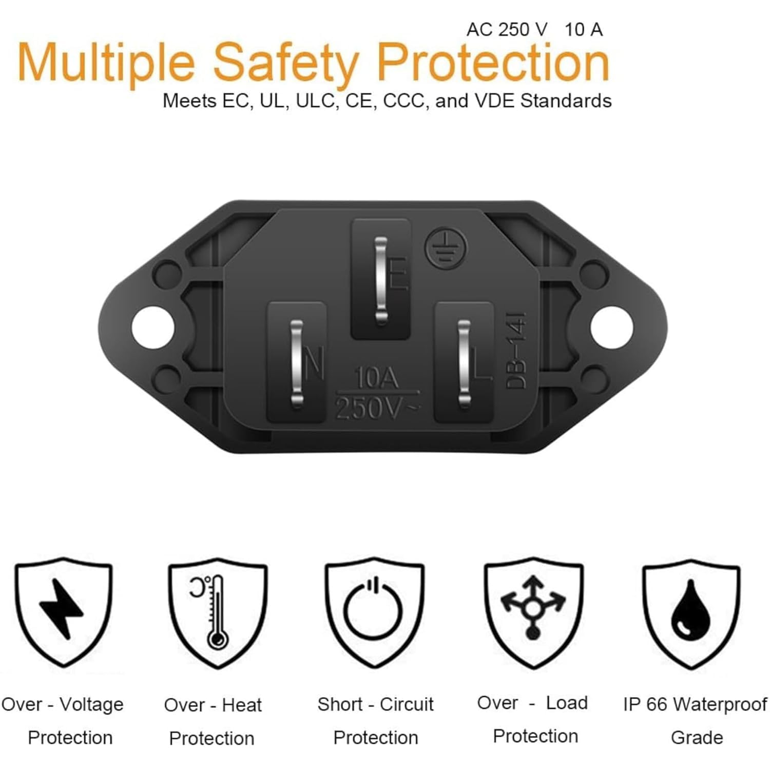 UNIVERSAL HUB 2PCS IEC 320 C14 Male Panel Mount Socket, 3-Pin, AC 250V 10A,for Desktop PC, PDU, 3D Printer, CNC Machine - Image 8