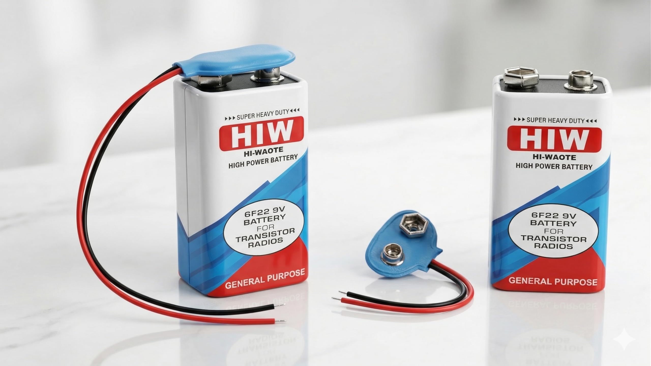 UNIVERSAL HUB 9V Battery (Pack of 2) with 2 Battery Snapper Clips ? Non-Rechargeable Zinc Carbon Battery for LED Circuits, Sensors & Student DIY Kits