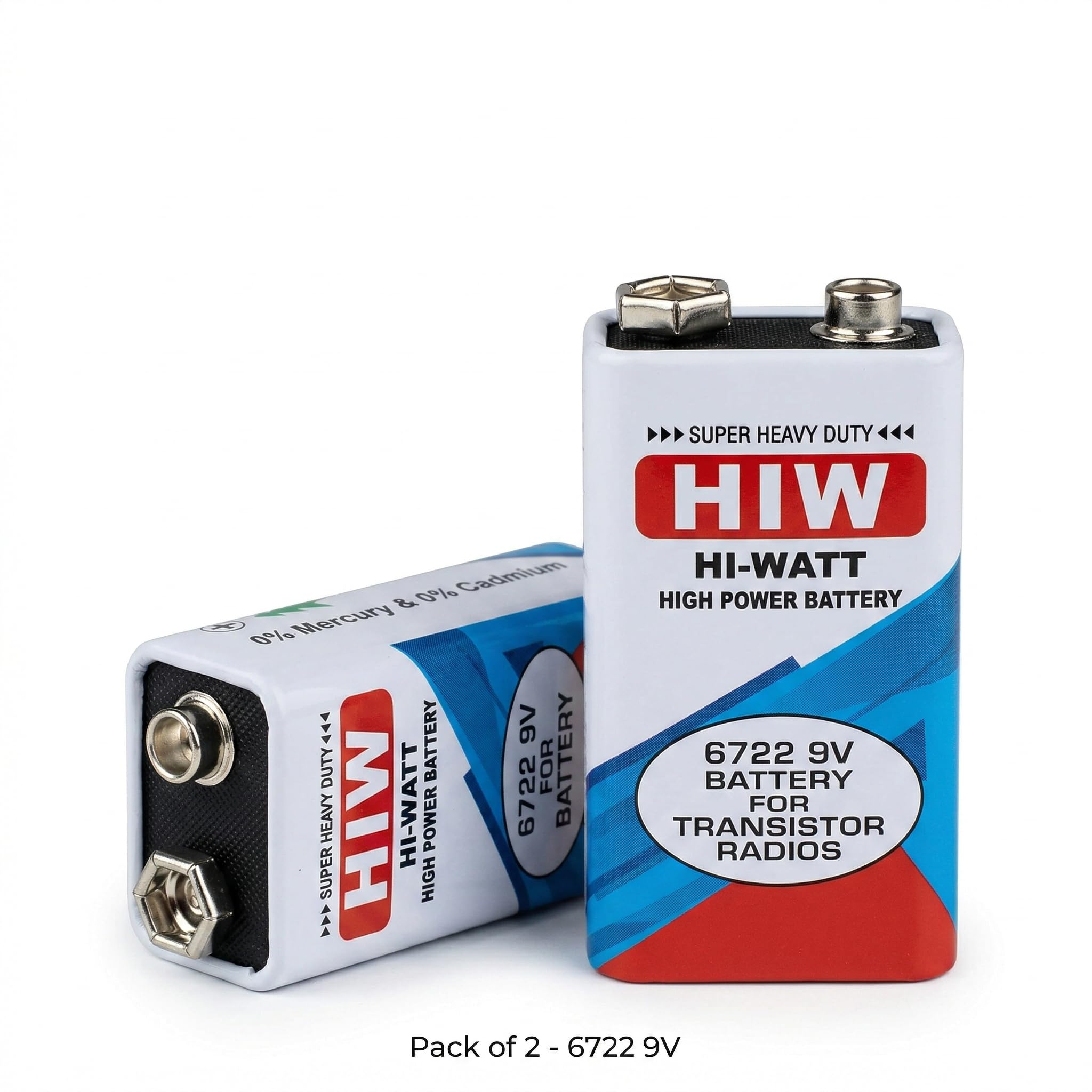 UNIVERSAL HUB 9V Battery (Pack of 2) with 2 Battery Snapper Clips ? Non-Rechargeable Zinc Carbon Battery for LED Circuits, Sensors & Student DIY Kits - Image 2