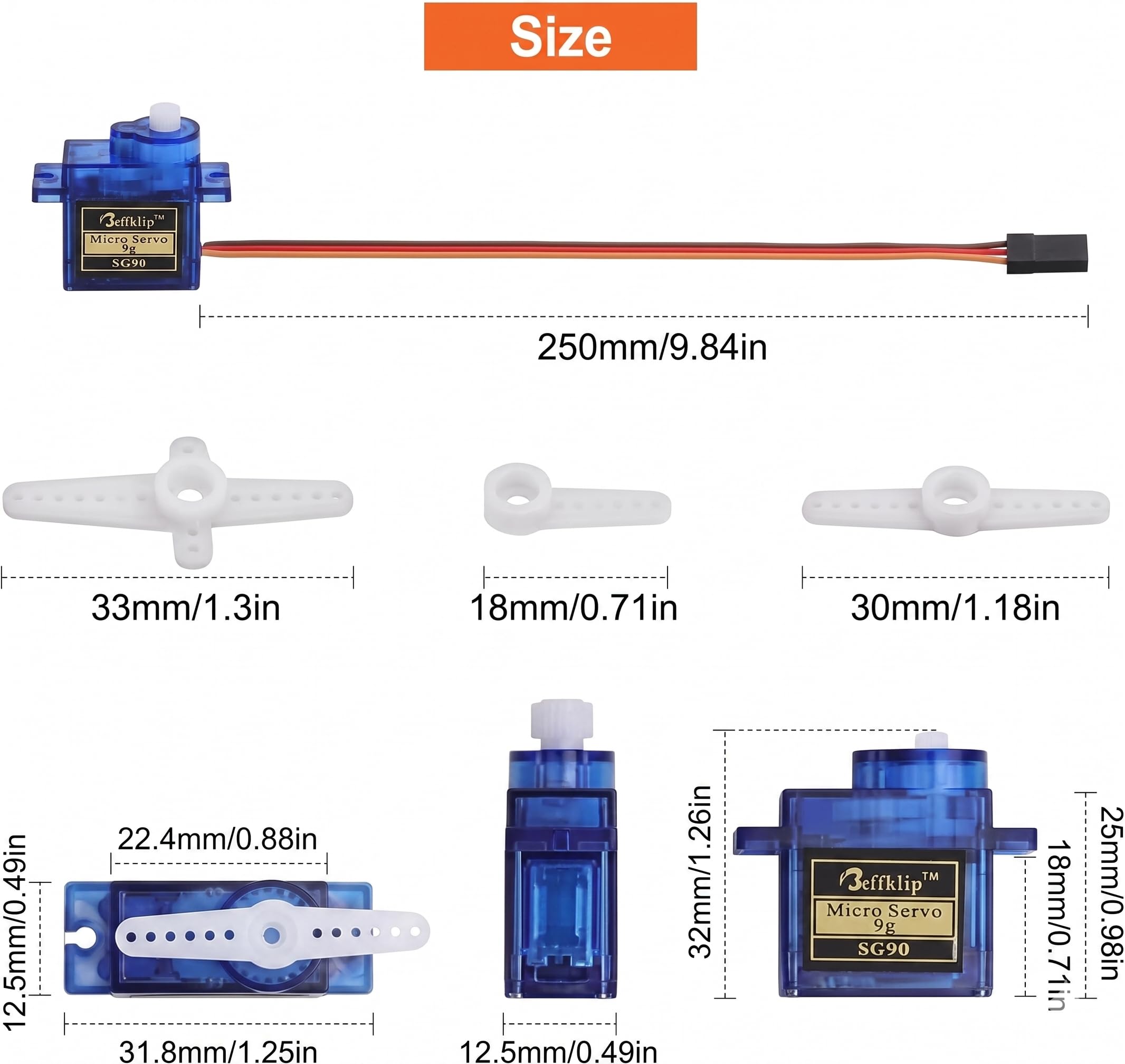 Universal Hub 2Pcs Servo Motor SG90 Micro 9G - 180 Degree Digital Servo for RC Robot, Helicopter, Airplane, Boat, and DIY STEM Projects - Image 5