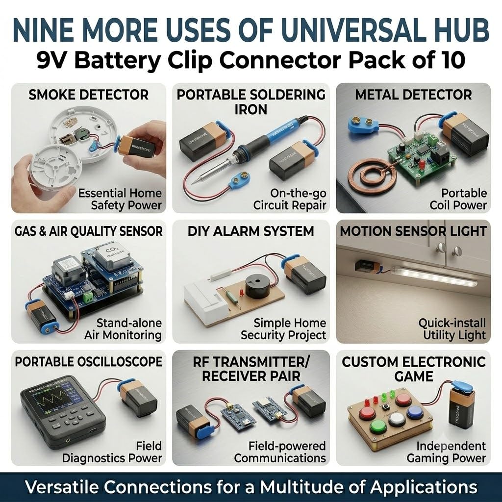 UNIVERSAL HUB Pack of 20 9V Battery Clip Connector - Image 5