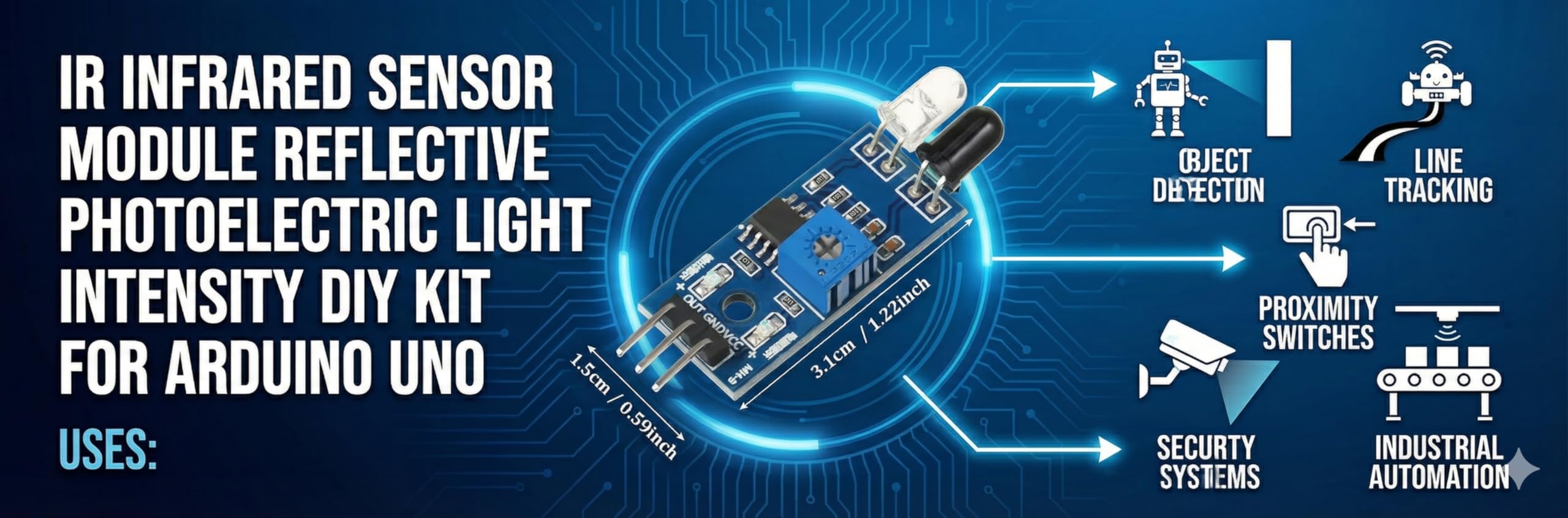 UNIVERSAL HUB 2Pcs IR Infrared Sensor Module, Reflective Photoelectric Obstacle Avoidance Sensor, Adjustable Light Intensity Detection DIY Kit for Ardino UNO and Robotics - Image 7