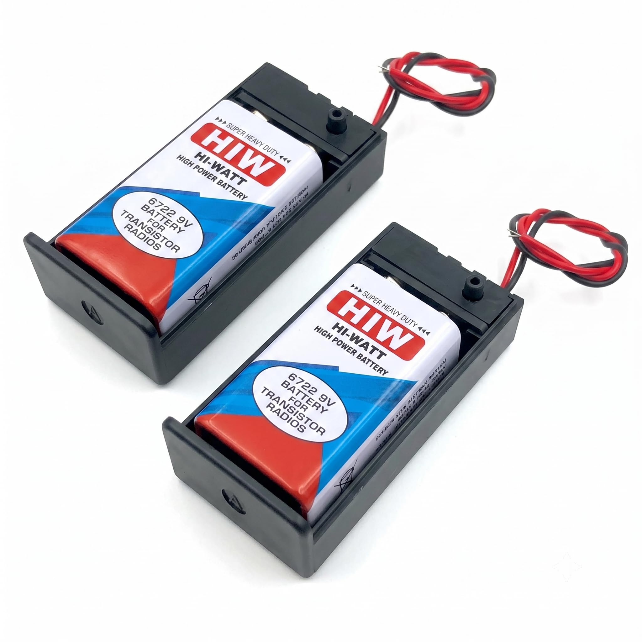 2-Pack 9V Battery & Holder Set - HIW 9 Volt Batteries + Enclosed Case with Wire Leads for DIY Projects - Image 4