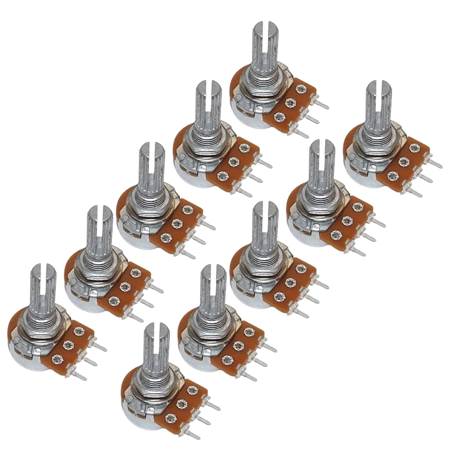 UNIVERSAL HUB 10K ohm 10Pcs 3Pin Round potentiometer, single variable resistor (Multicolor)