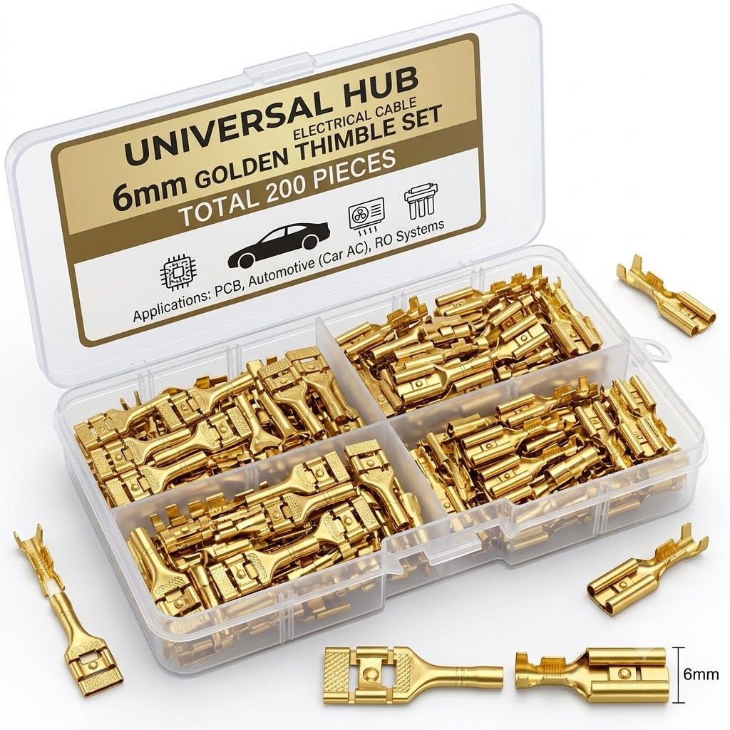 Universal Hub 200 Pieces 6mm Electrical Cable Golden Thimble for PCB Car AC RO - Image 5
