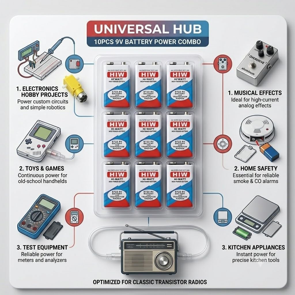 UNIVERSAL HUB 10PCS COMBO OF 9V BATTERY, BATTERY HOLDER, CLIP, (9V BATTERY) - Image 3
