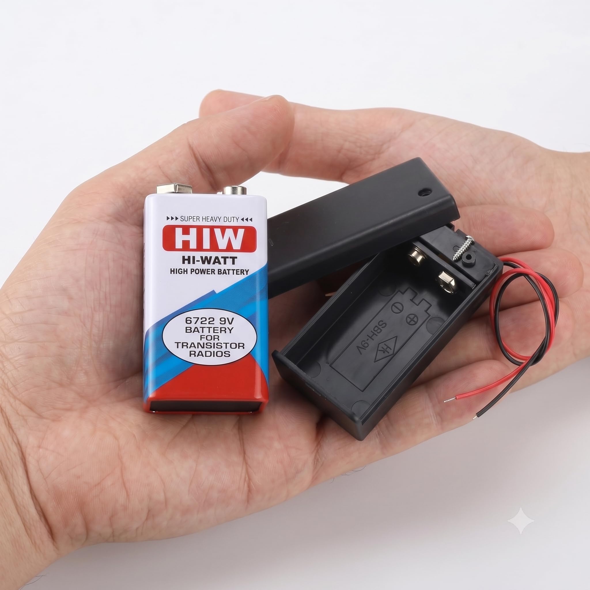 Universal Hub 5-Pack 9V Battery & 5 Enclosed Holder Set with Wire Leads for DIY Projects - Image 3