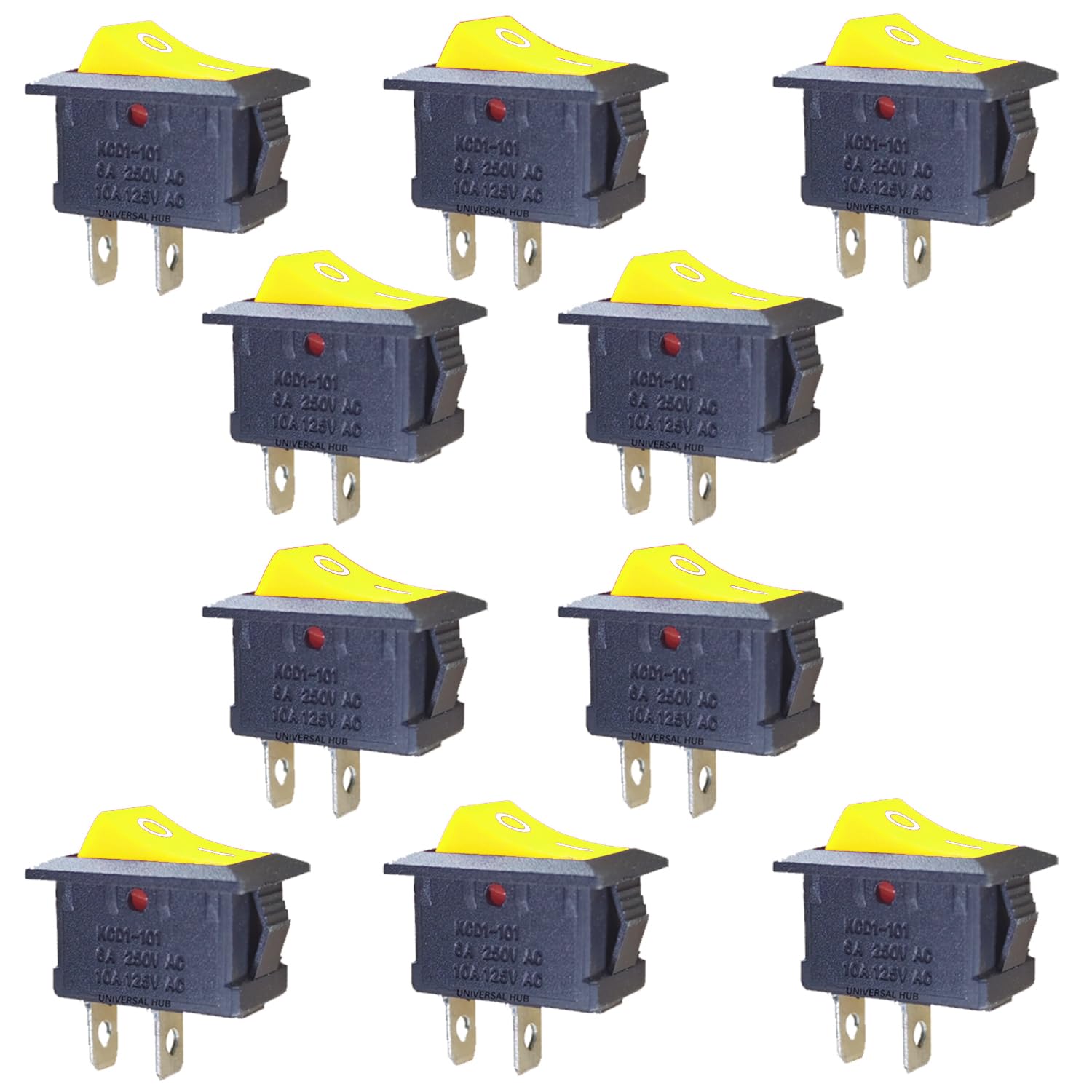 UNIVERSAL HUB 5PCS 2 Pin Yellow SPST On/Off Switch for Electronic Circuits, PCB Projects and Experiments