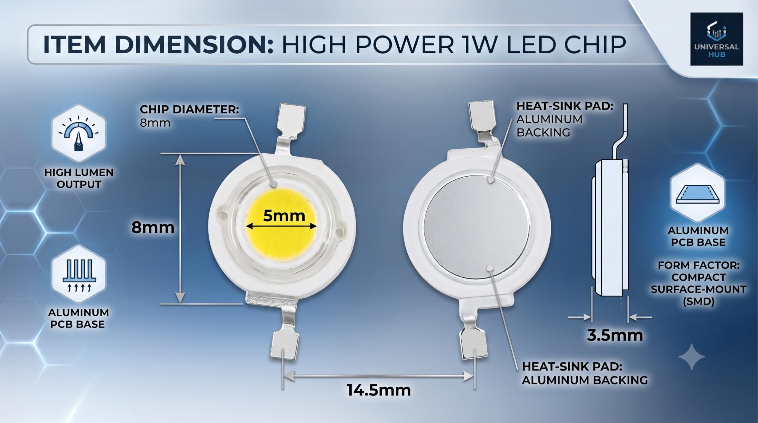 UNIVERSAL HUB Pack Of 50 1W White Led Bulbs With Advanced Electrode Processor For Maximum Efficiency - B22D - Image 3