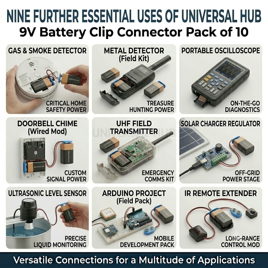 UNIVERSAL HUB Pack of 20 9V Battery Clip Connector - Image 7