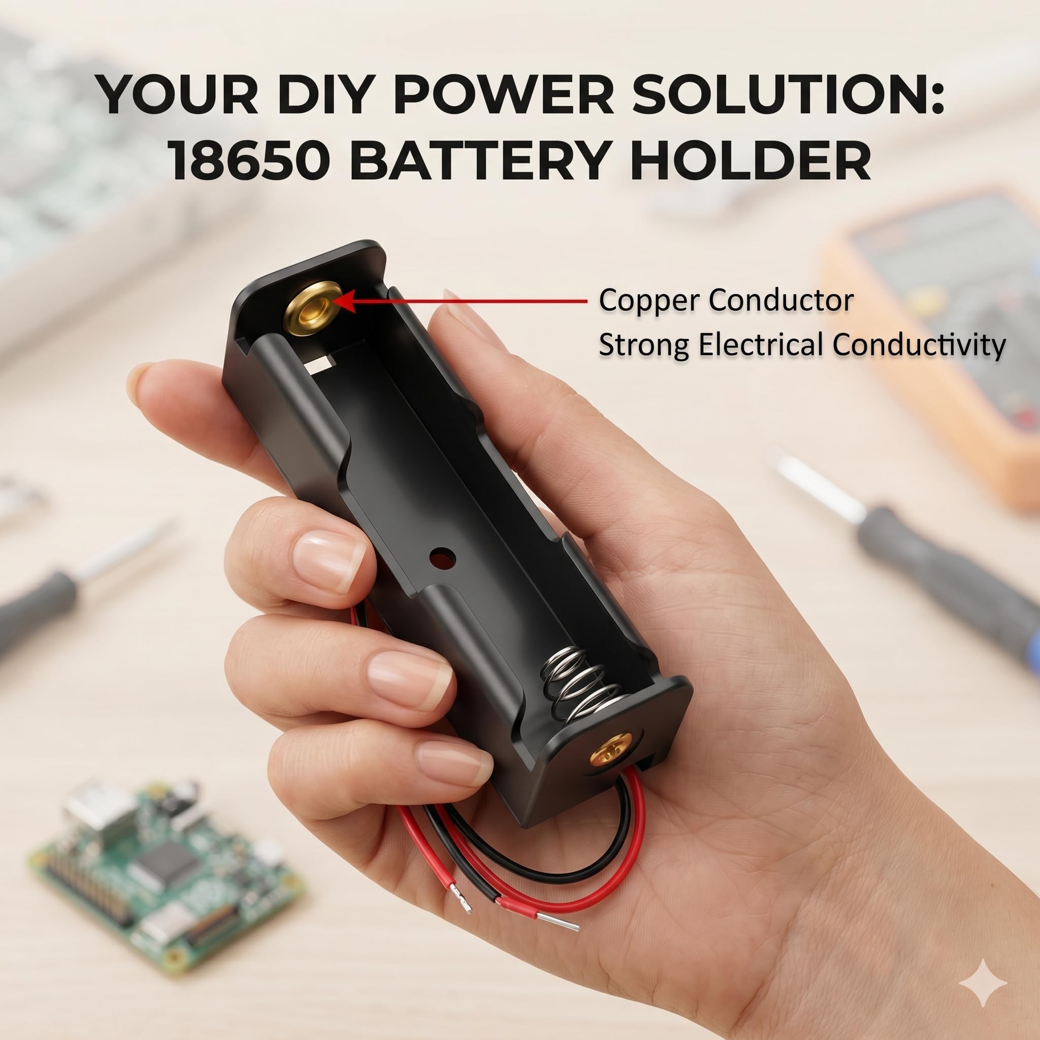 UNIVERSAL HUB 18650 Button Top Single Battery holder with Wire Leads for lithium battery Pack of 10 - Image 3