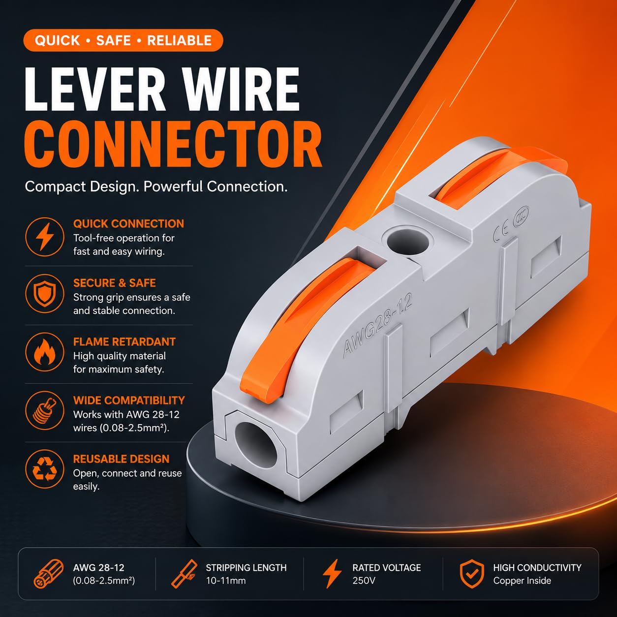 Universal Hub 5Pcs 1 IN 1 OUT Lever Wire Connectors Reusable Quick Connect - Image 5