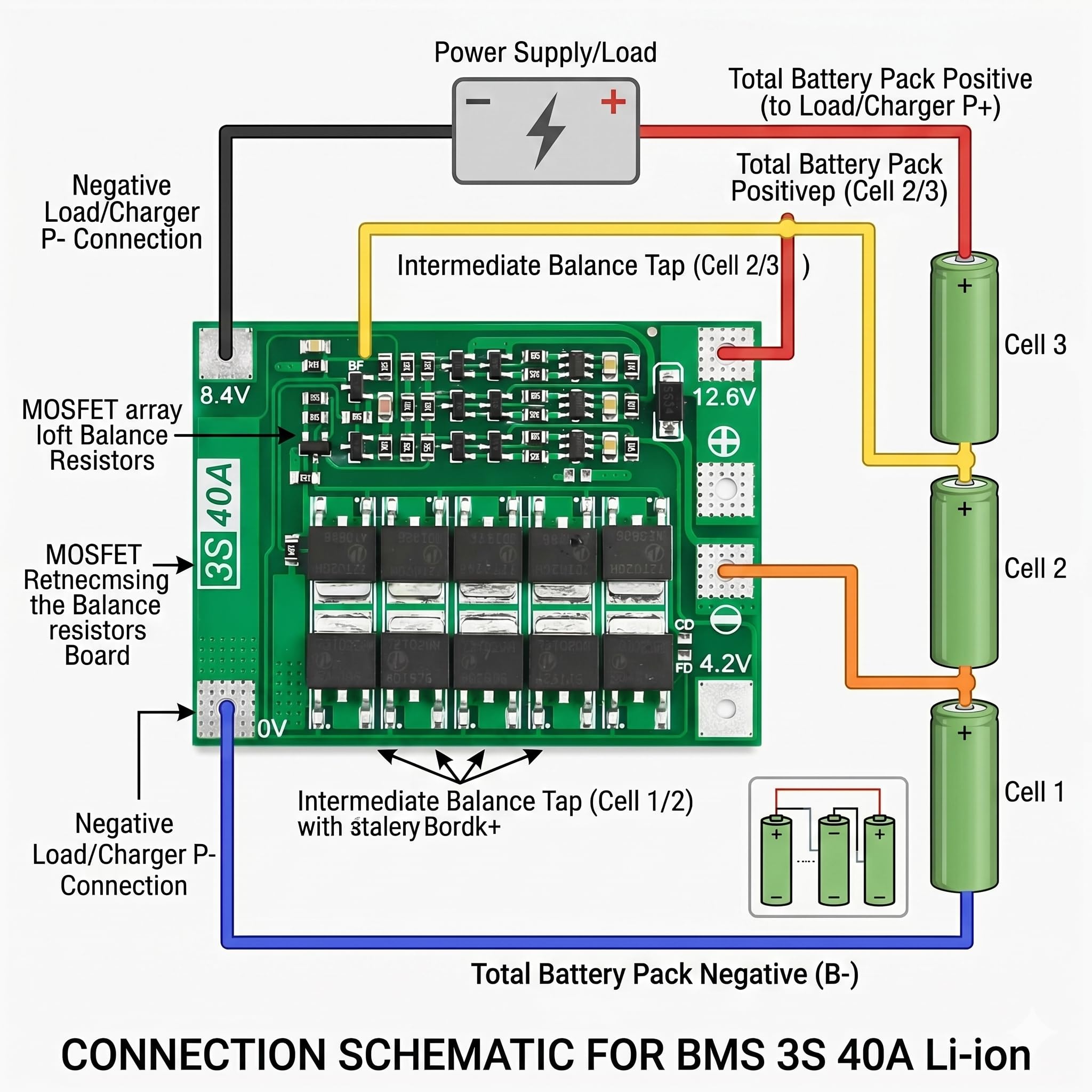 Pack of 2 3S 40a 12.6v 18650 Li-ion Lithium Battery Protection and Charger BMS Module - Image 6