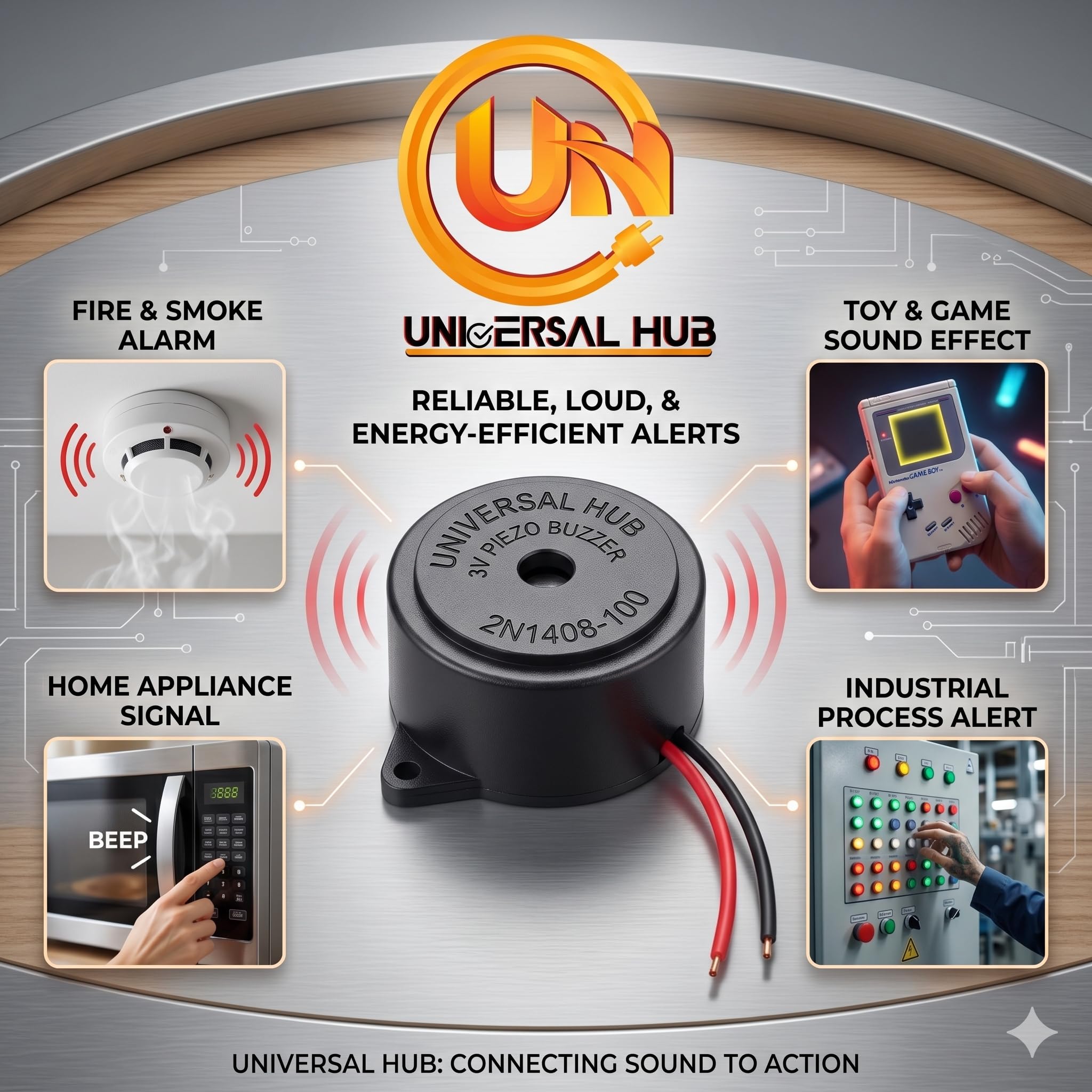 Universal Hub 5PIECES Big Buzzer 3-12 Volt DC with Wire Small Enclosed 95DB for Alarm Project - Image 8