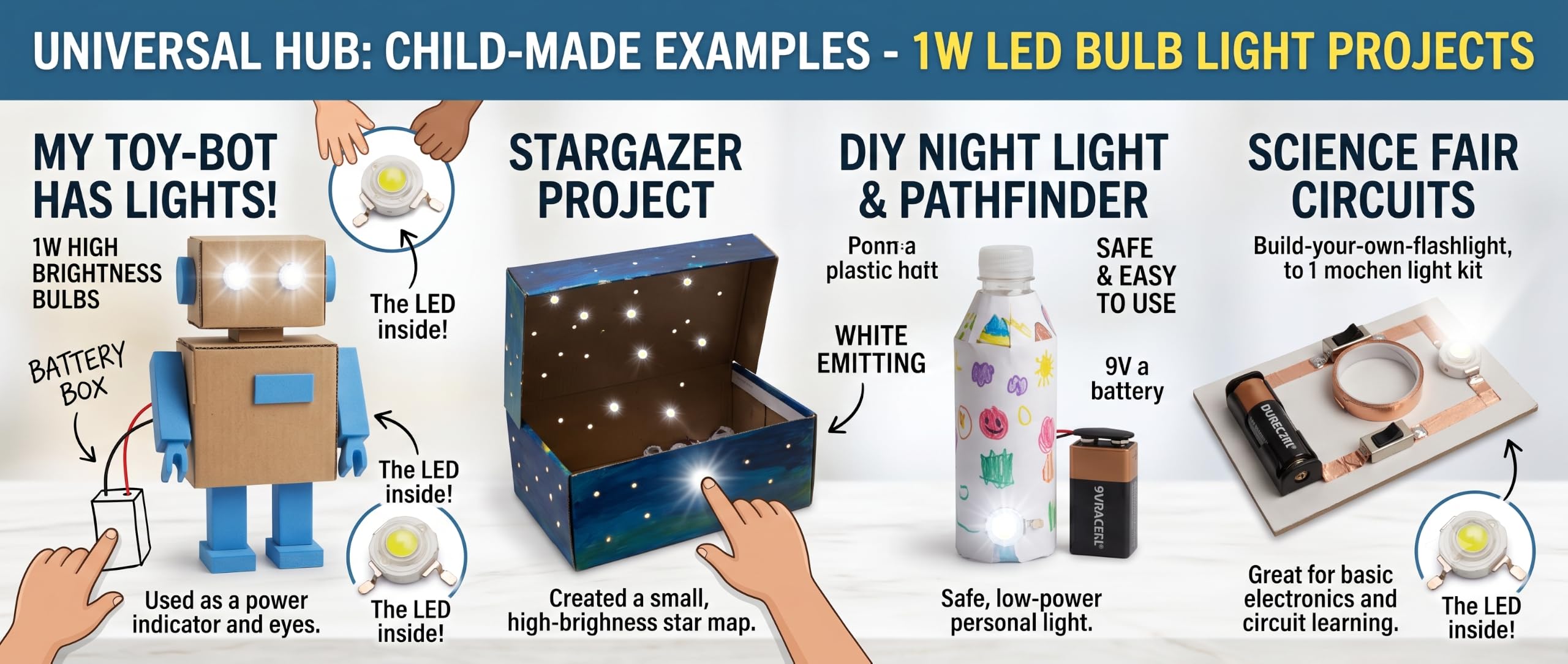 UNIVERSAL HUB Pack Of 50 1W White Led Bulbs With Advanced Electrode Processor For Maximum Efficiency - B22D - Image 9