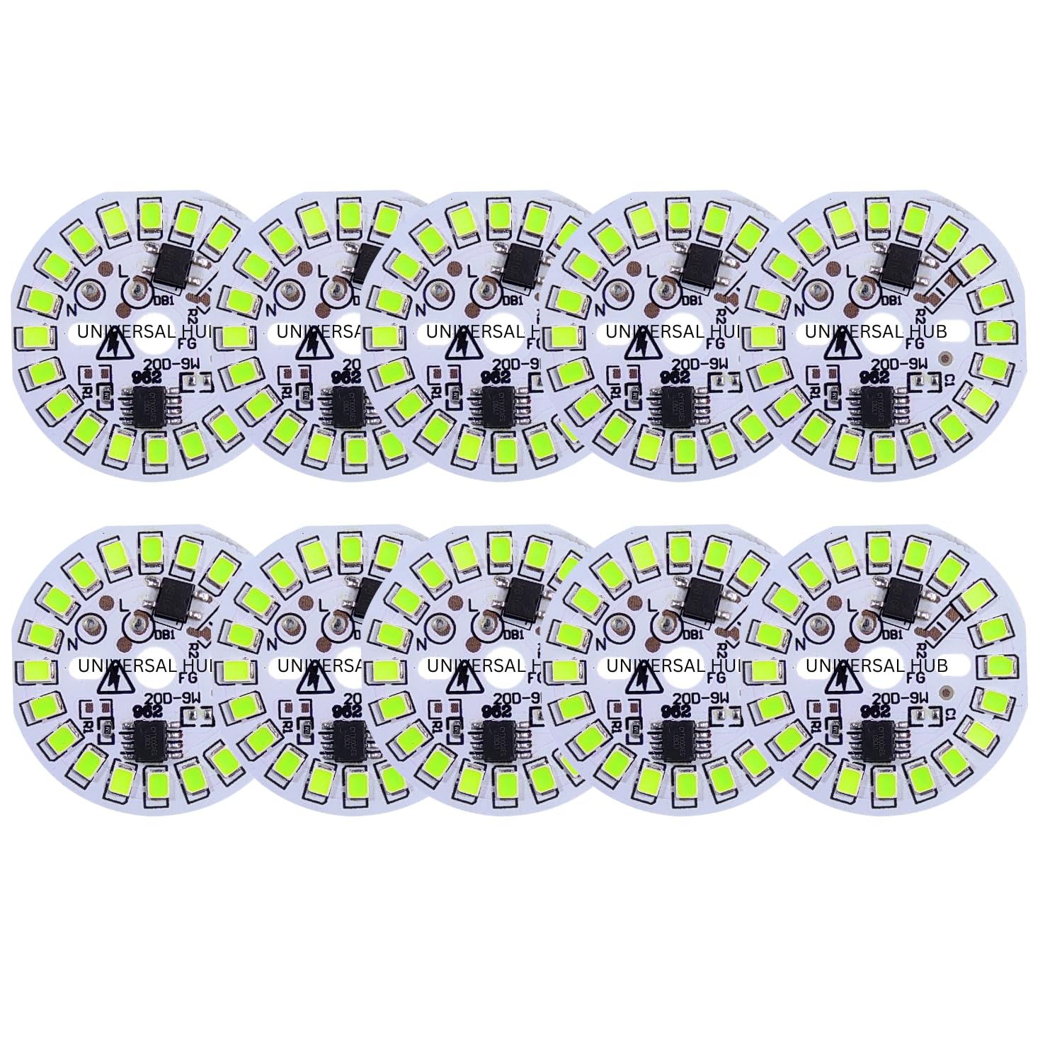 UNIVERSAL HUB 9w DOB Led Light High Brightness Direct On Board (Green)