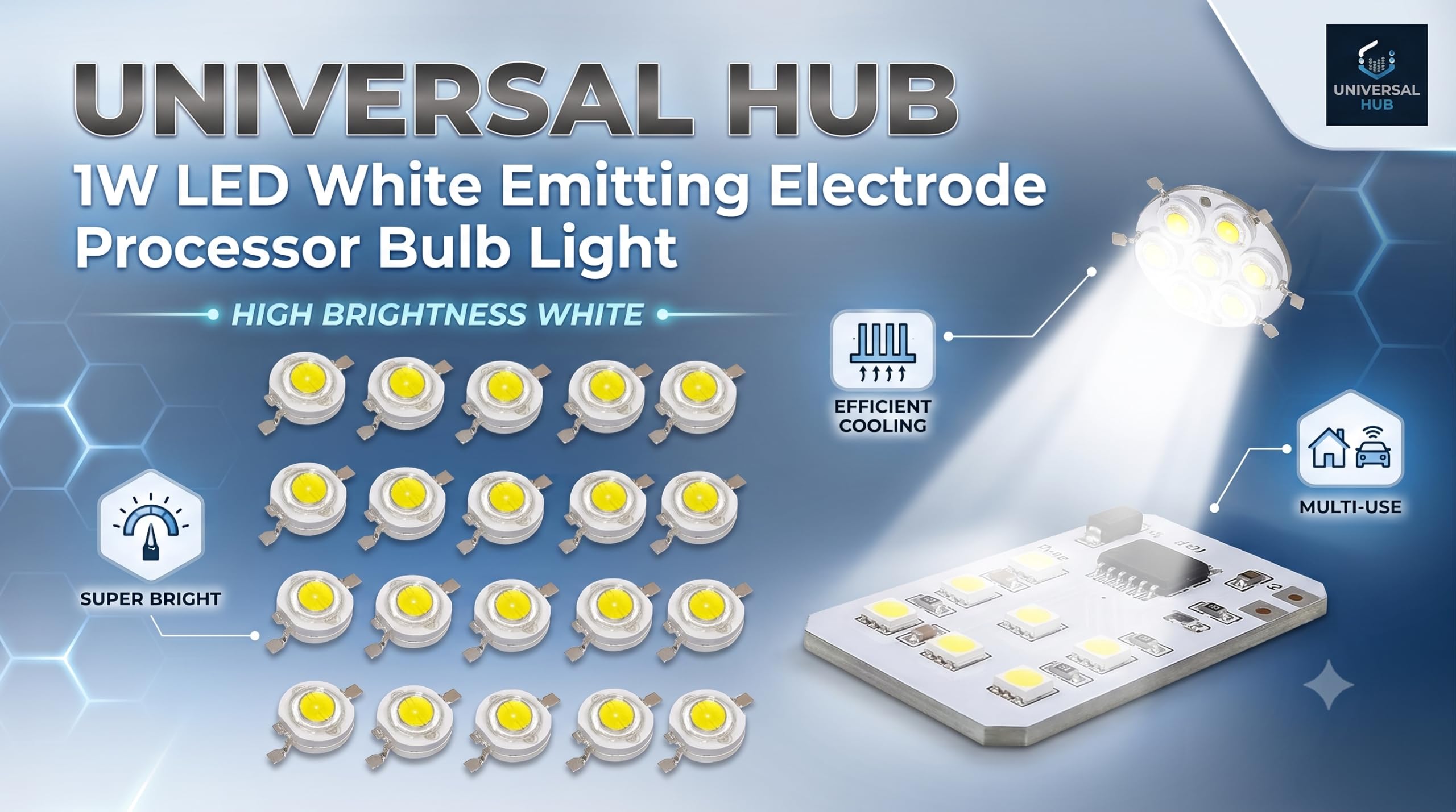 UNIVERSAL HUB Pack Of 50 1W White Led Bulbs With Advanced Electrode Processor For Maximum Efficiency - B22D - Image 4