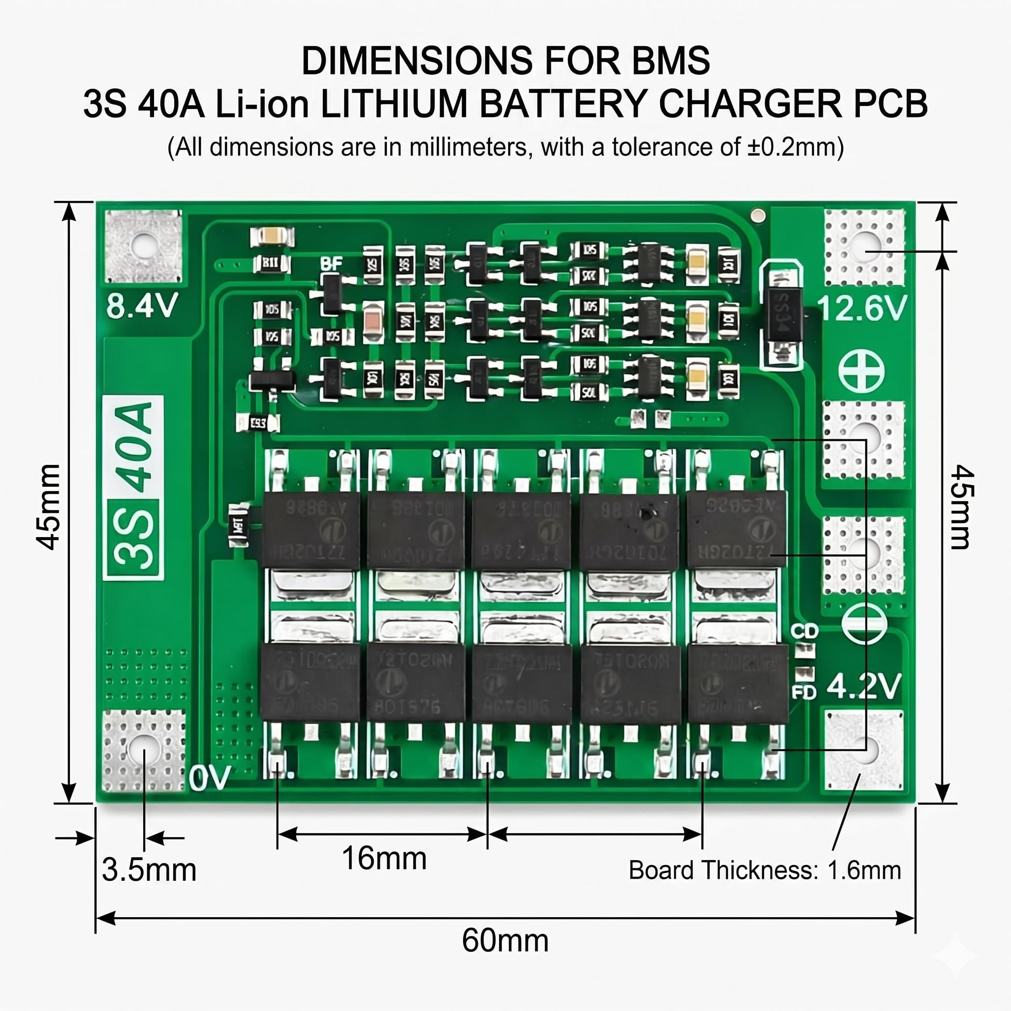 Pack of 2 3S 40a 12.6v 18650 Li-ion Lithium Battery Protection and Charger BMS Module - Image 3