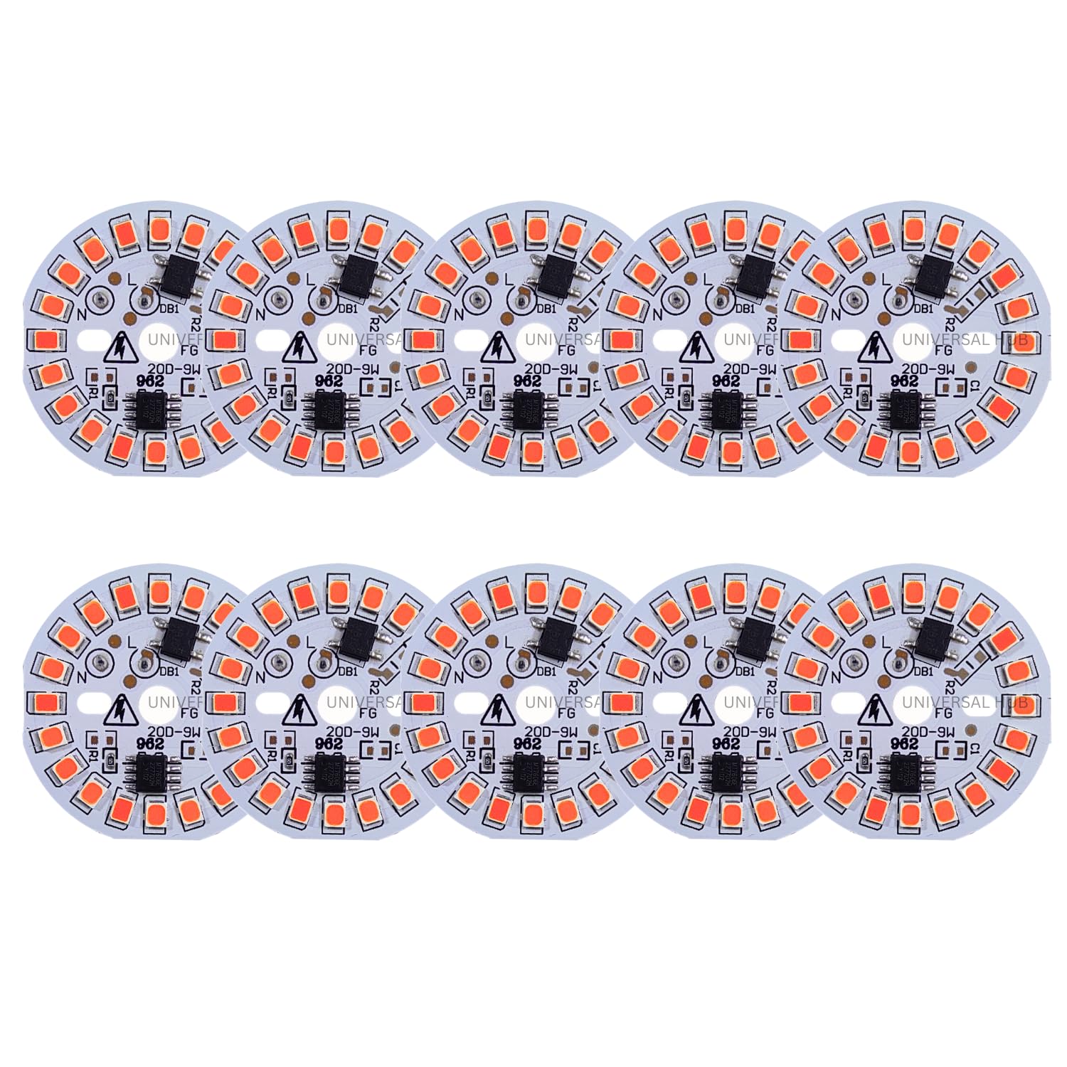 UNIVERSAL HUB 9w DOB Led Light High Brightness Direct On Board (Red)