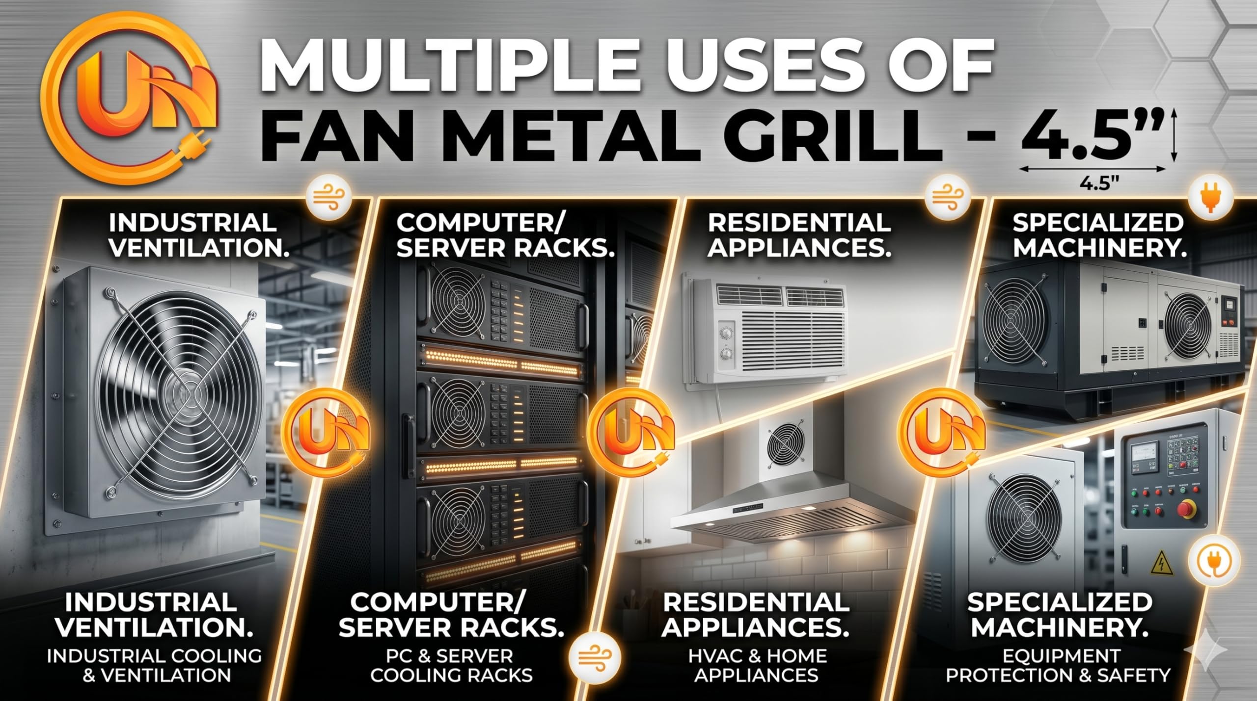Universal Hub (2 Pack) 4.5 Inch Metal Fan Grill Guard, Silver Steel Wire Finger Protector for PC Case & DIY Projects - Image 7