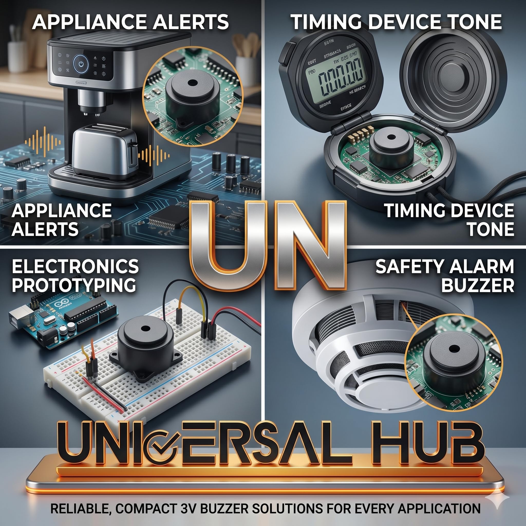 Universal Hub 5PIECES Big Buzzer 3-12 Volt DC with Wire Small Enclosed 95DB for Alarm Project - Image 5