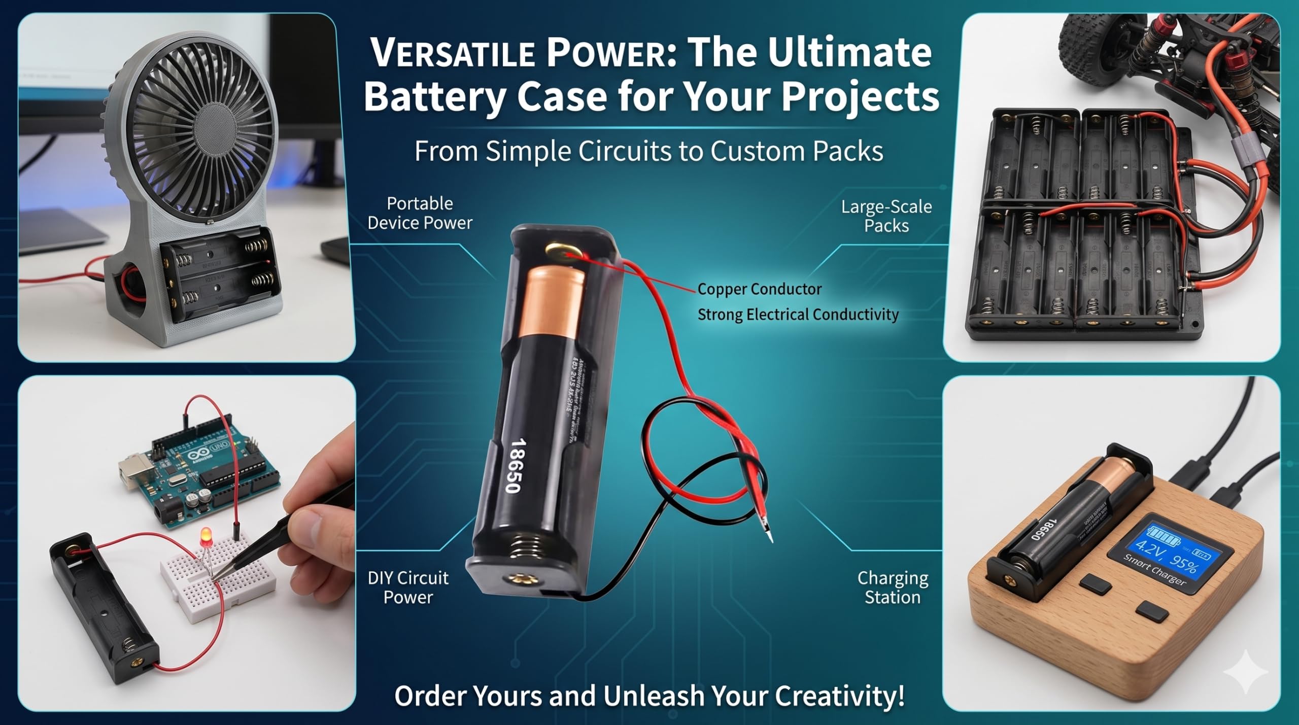 UNIVERSAL HUB 18650 Button Top Single Battery holder with Wire Leads for lithium battery Pack of 10 - Image 7