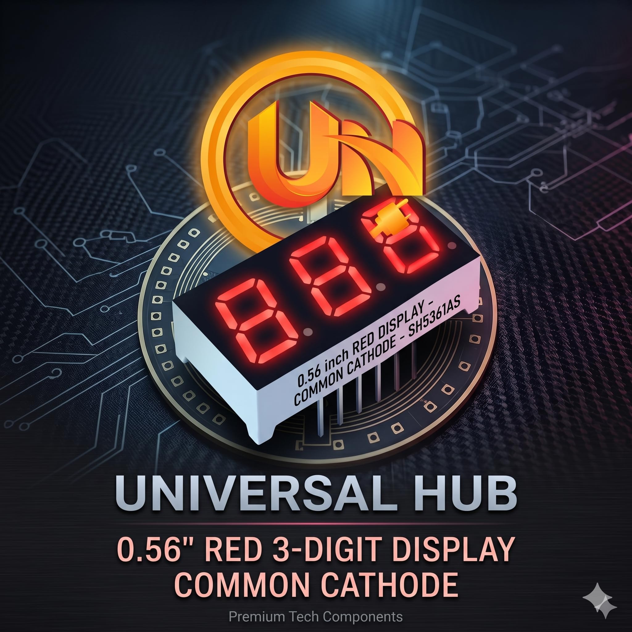 Universal Hub 5Pcs 0.56 inch 3 Digit 7 Segment Red LED Display CA 11 Pin - Image 4